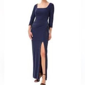 NWT Adrianna Papell Metallic Square Neck Gown Dress Size 12